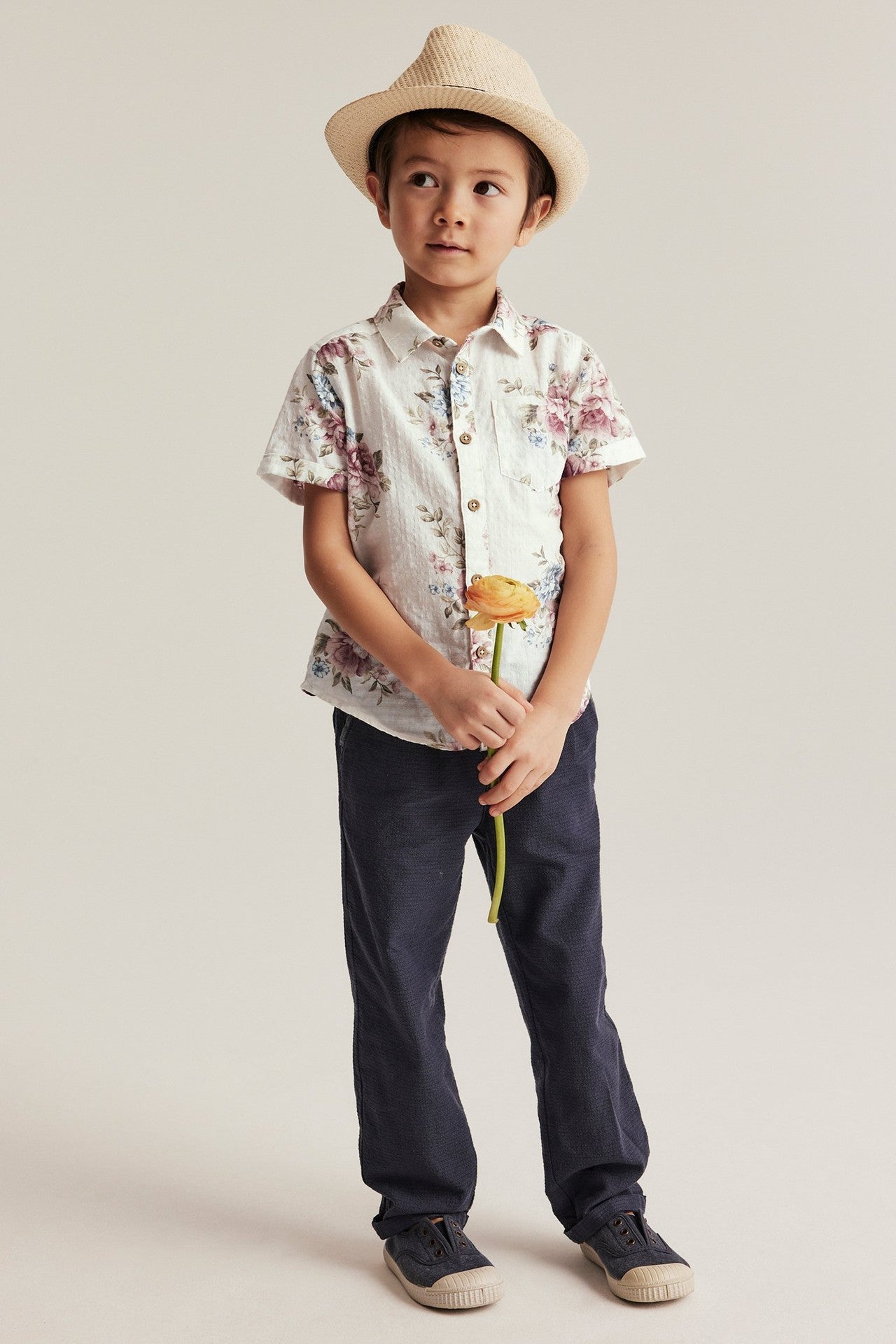 Kids' white floral shirt