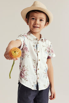 Kids' white floral shirt