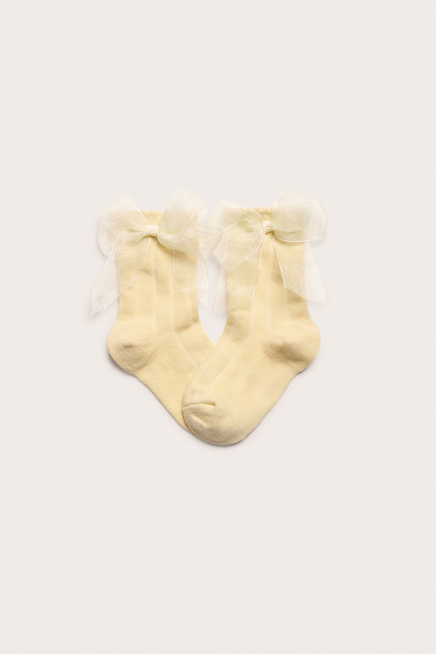 Kids' yellow socks with organza bow