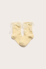 Kids' yellow socks with organza bow