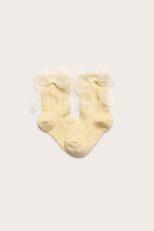 Kids' yellow socks with organza bow