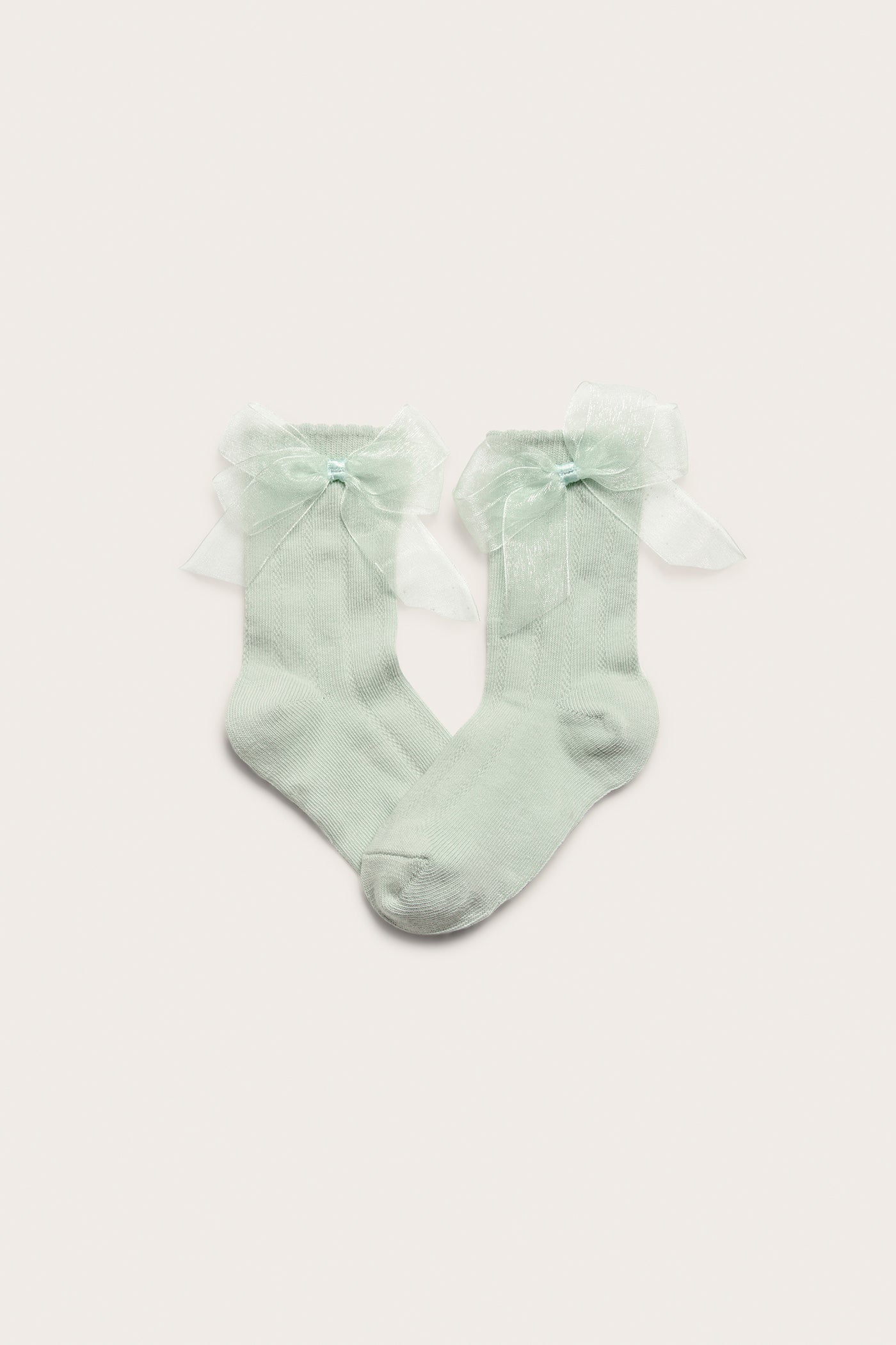 Kids' green socks with organza bow