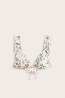 Women's white strawberry bikini top