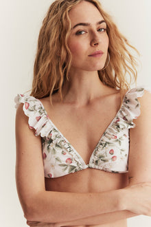 Women's white strawberry bikini top