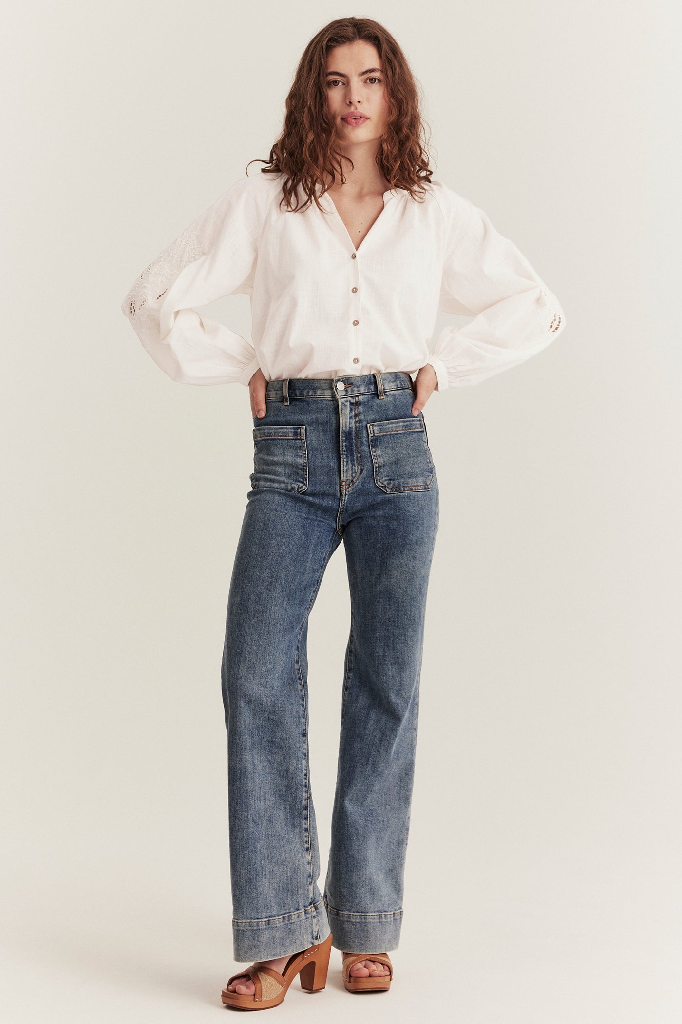 Women's white embroidery blouse