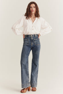 Women's white embroidery blouse