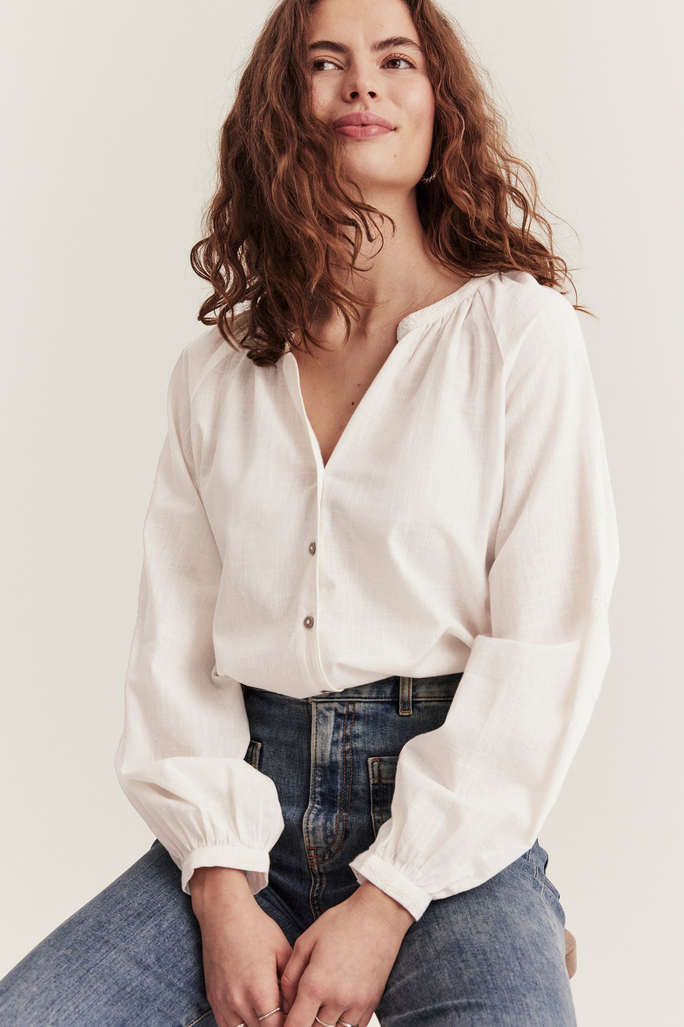 Women's white embroidery blouse