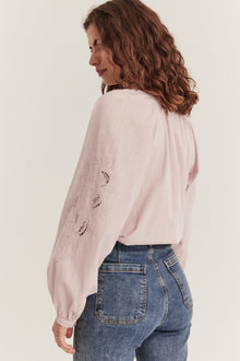 Women's pink embroidery blouse