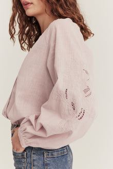 Women's pink embroidery blouse