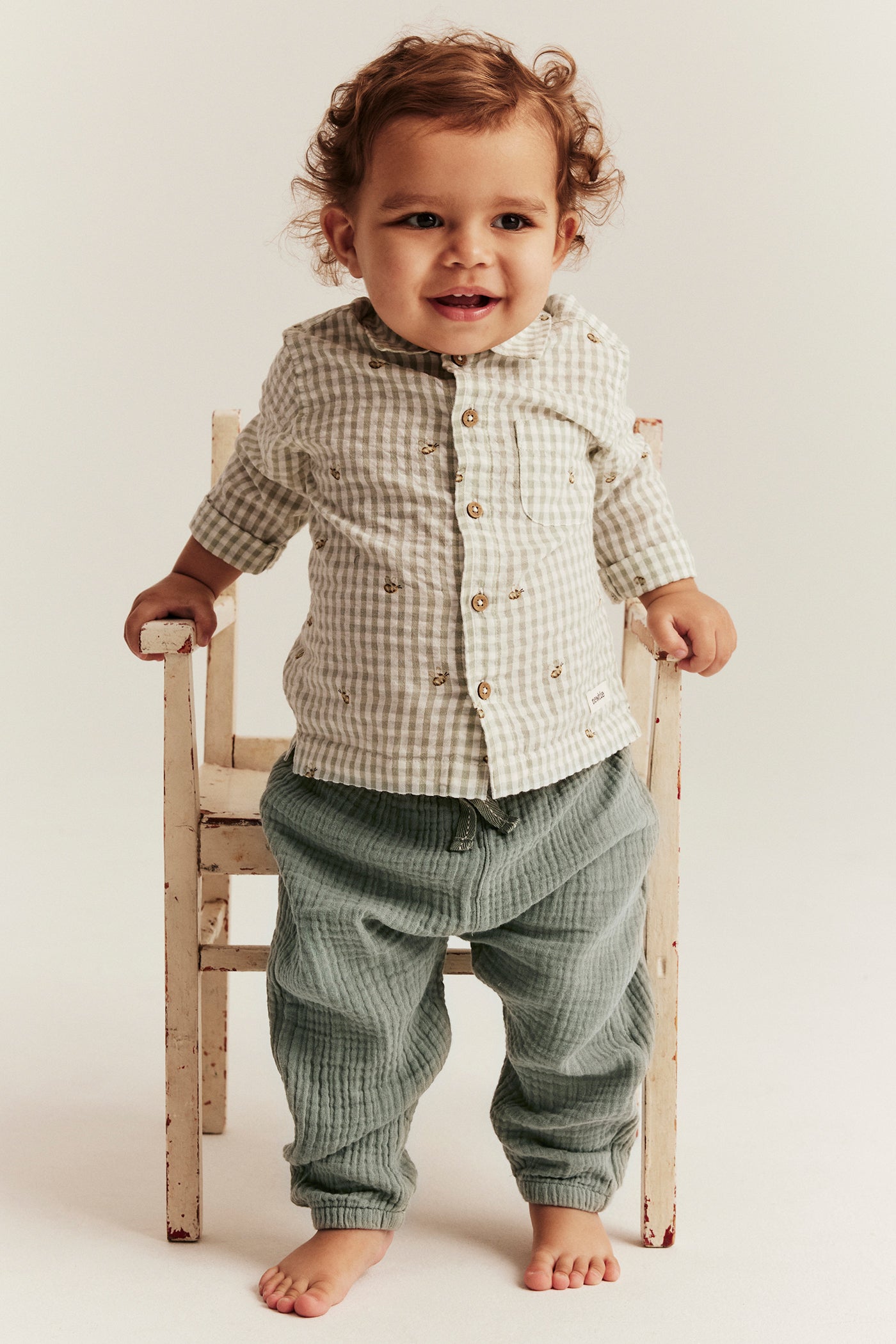 Baby green muslin trousers