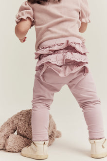 Baby pink leggings with ruffles
