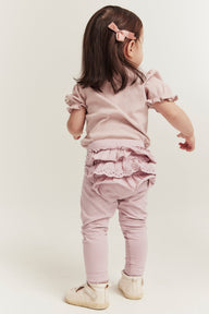 Baby pink leggings with ruffles