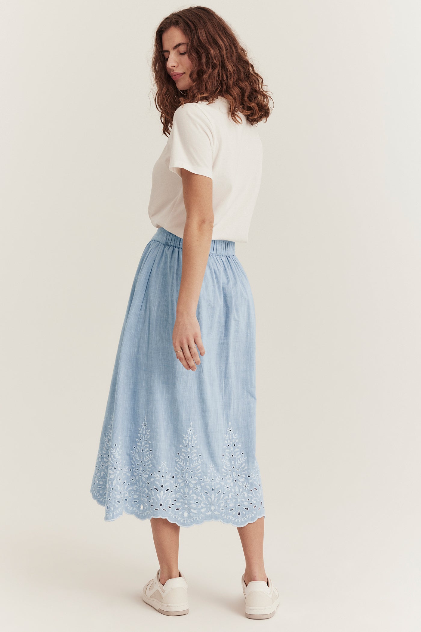 Women's blue chambray skirt