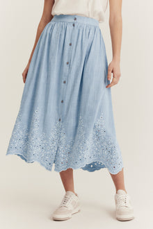 Women's blue chambray skirt