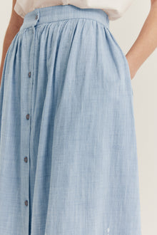 Women's blue chambray skirt