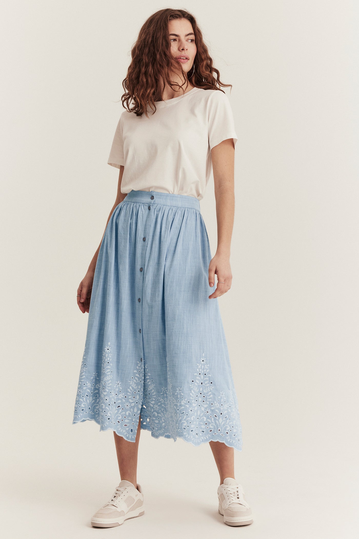Women's blue chambray skirt