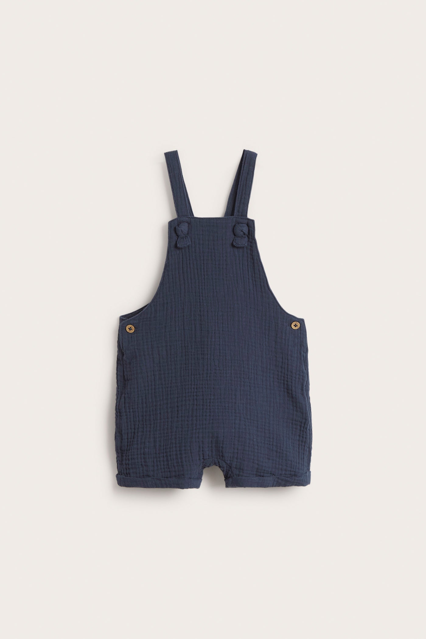 Baby blue woven dungaree shorts