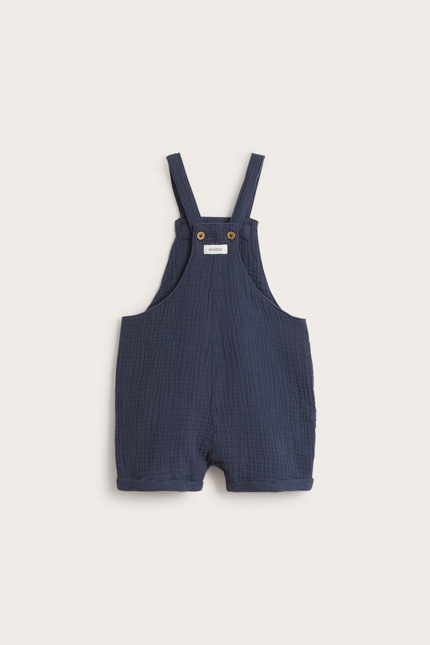 Baby blue woven dungaree shorts