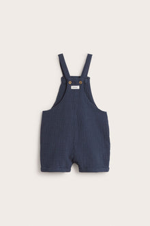 Baby blue woven dungaree shorts