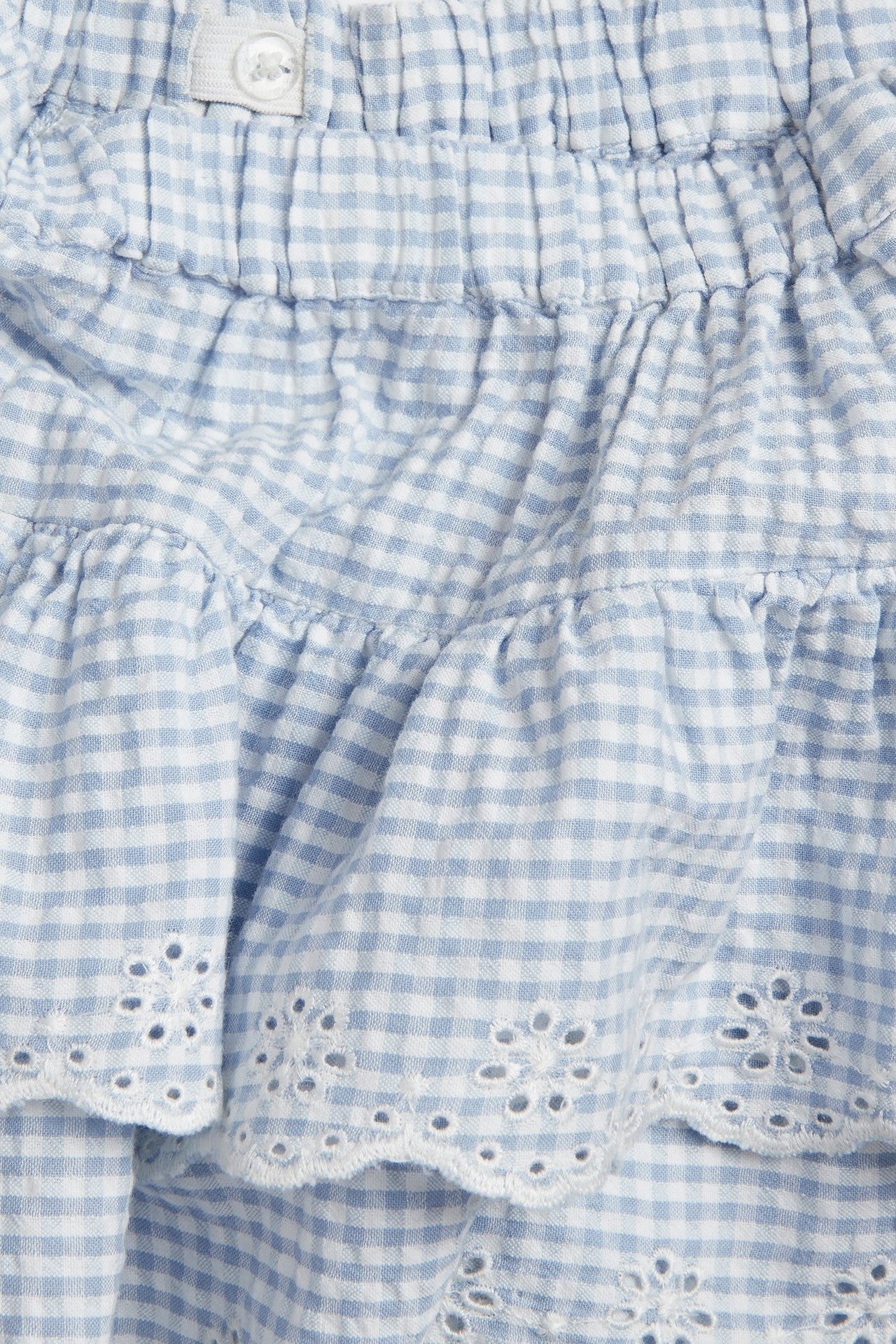 Kids' blue checked frilled skort