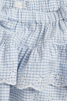 Kids' blue checked frilled skort