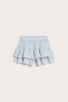 Kids' blue checked frilled skort