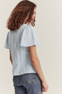 Women's blue checked blouse