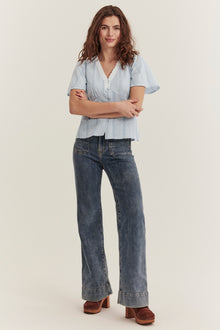 Women's blue checked blouse