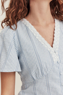 Women's blue checked blouse