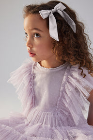 Kids' lilac satin hair-clip bow