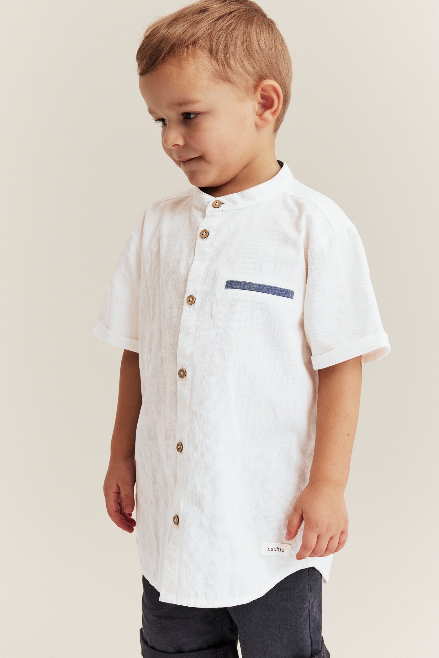 Kids white grandad shirt
