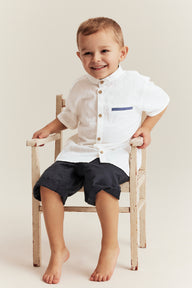 Kids white grandad shirt