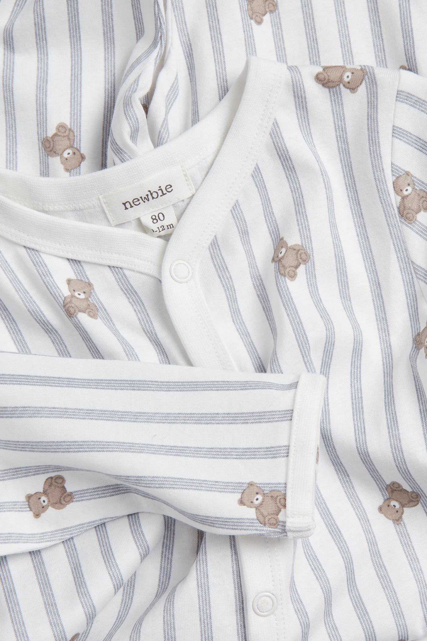 Baby striped teddy bear sleepsuit