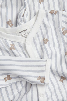 Baby striped teddy bear sleepsuit