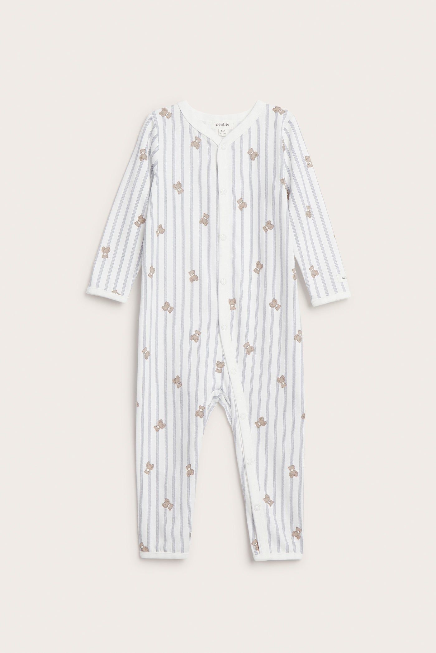 Baby striped teddy bear sleepsuit