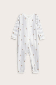 Baby striped teddy bear sleepsuit
