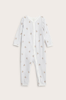 Baby striped teddy bear sleepsuit