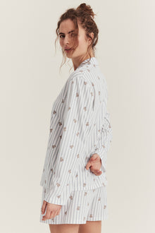 Women's striped teddy bear pyjamas