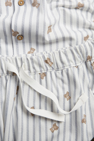 Women's white striped teddy bear pyjamas