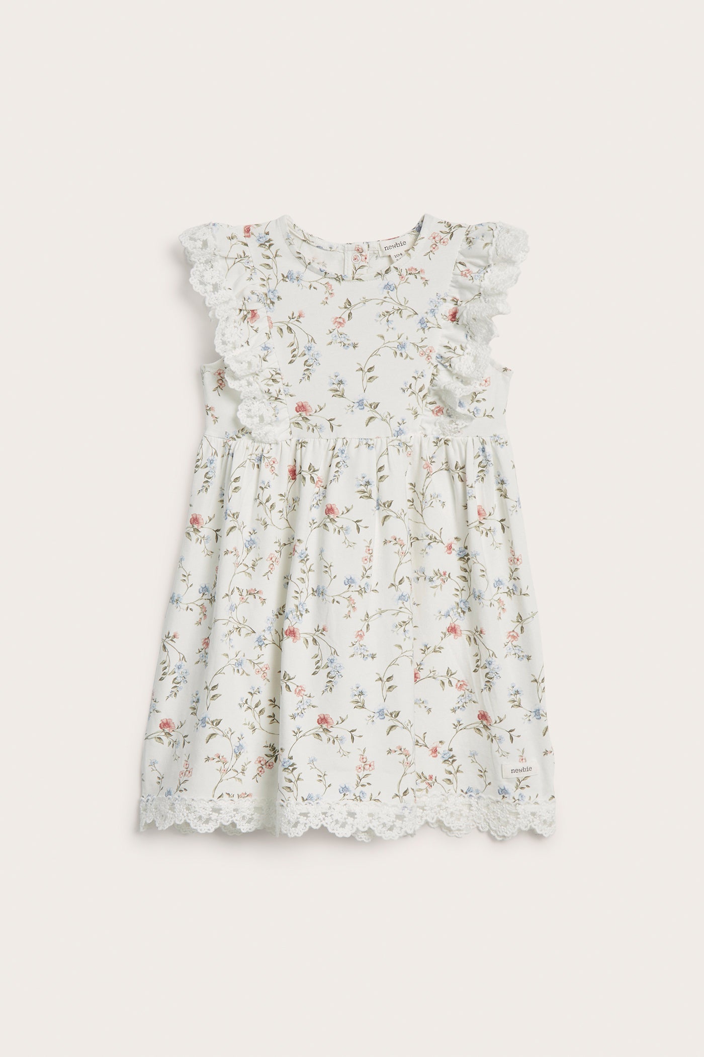 Kids´ white floral short-sleeved dress