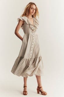 Women's beige linen dress