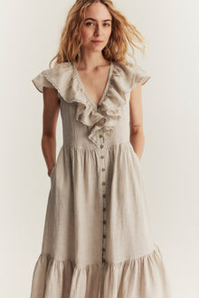 Women's beige linen dress