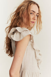 Women's beige linen dress