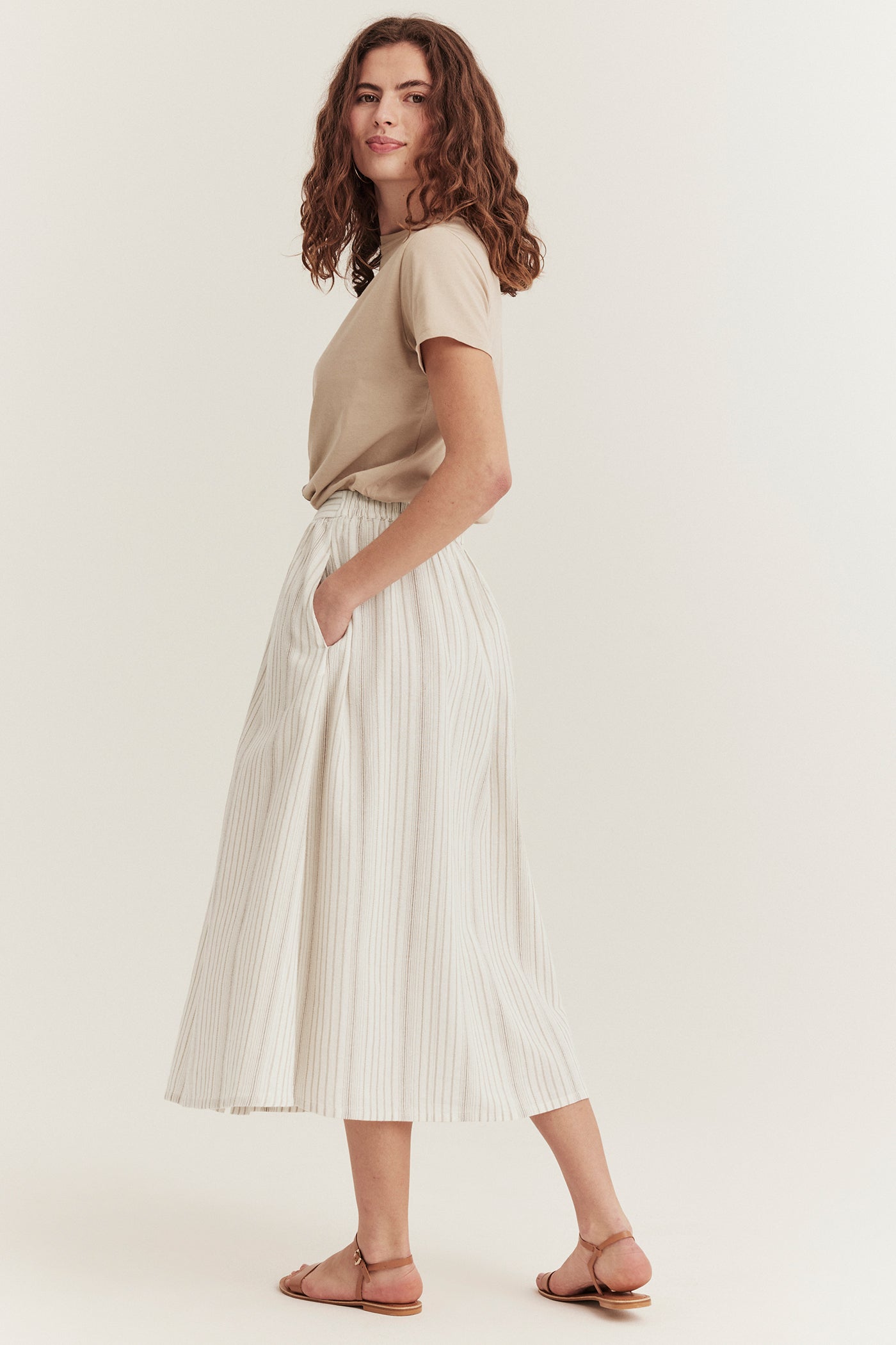 Women's white striped skirt