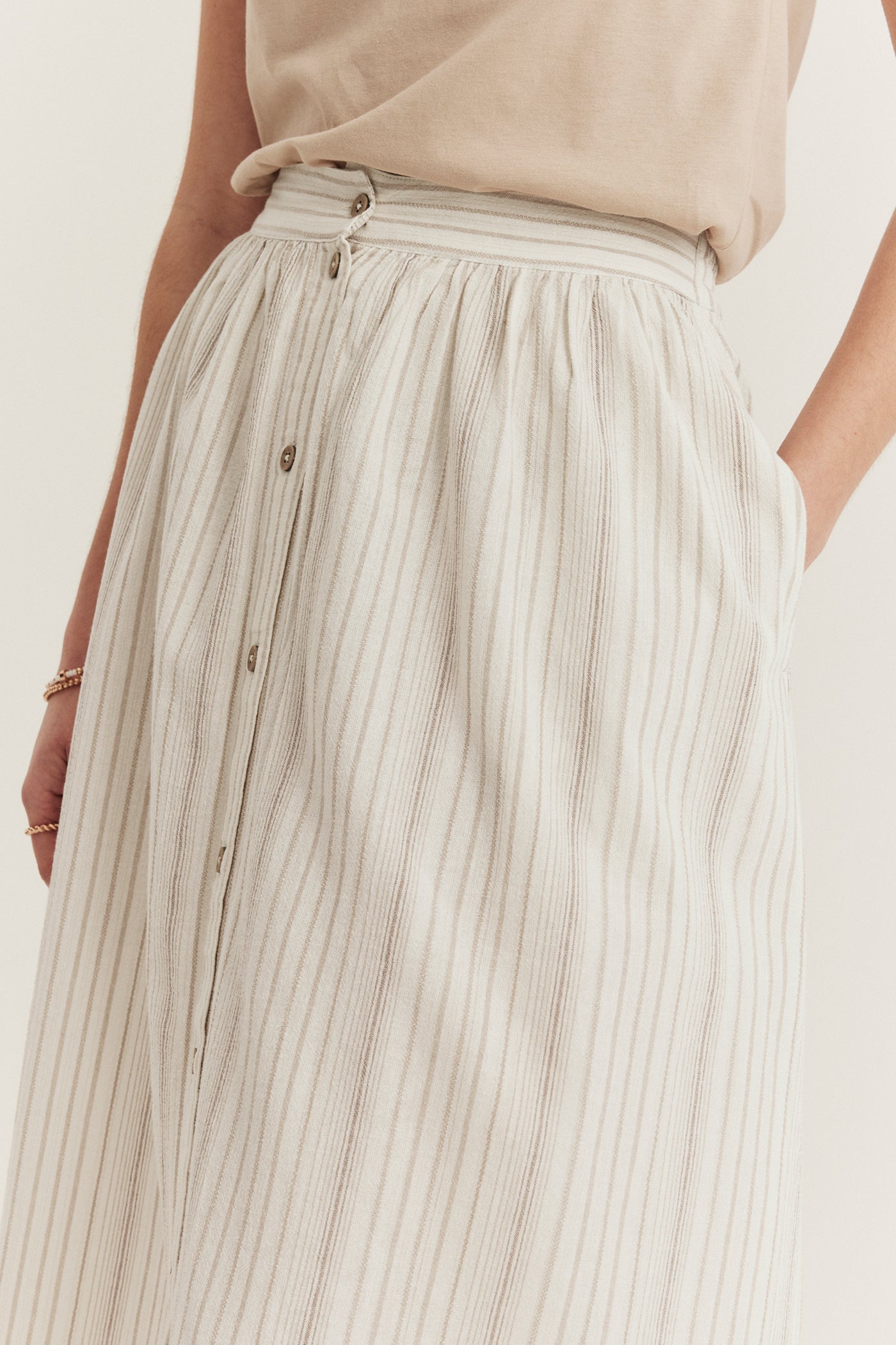 Women's white striped skirt