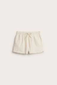 Women's beige embroidered shorts