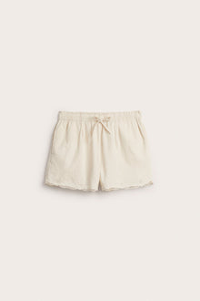 Women's beige embroidered shorts