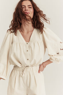 Women's beige embroidered blouse