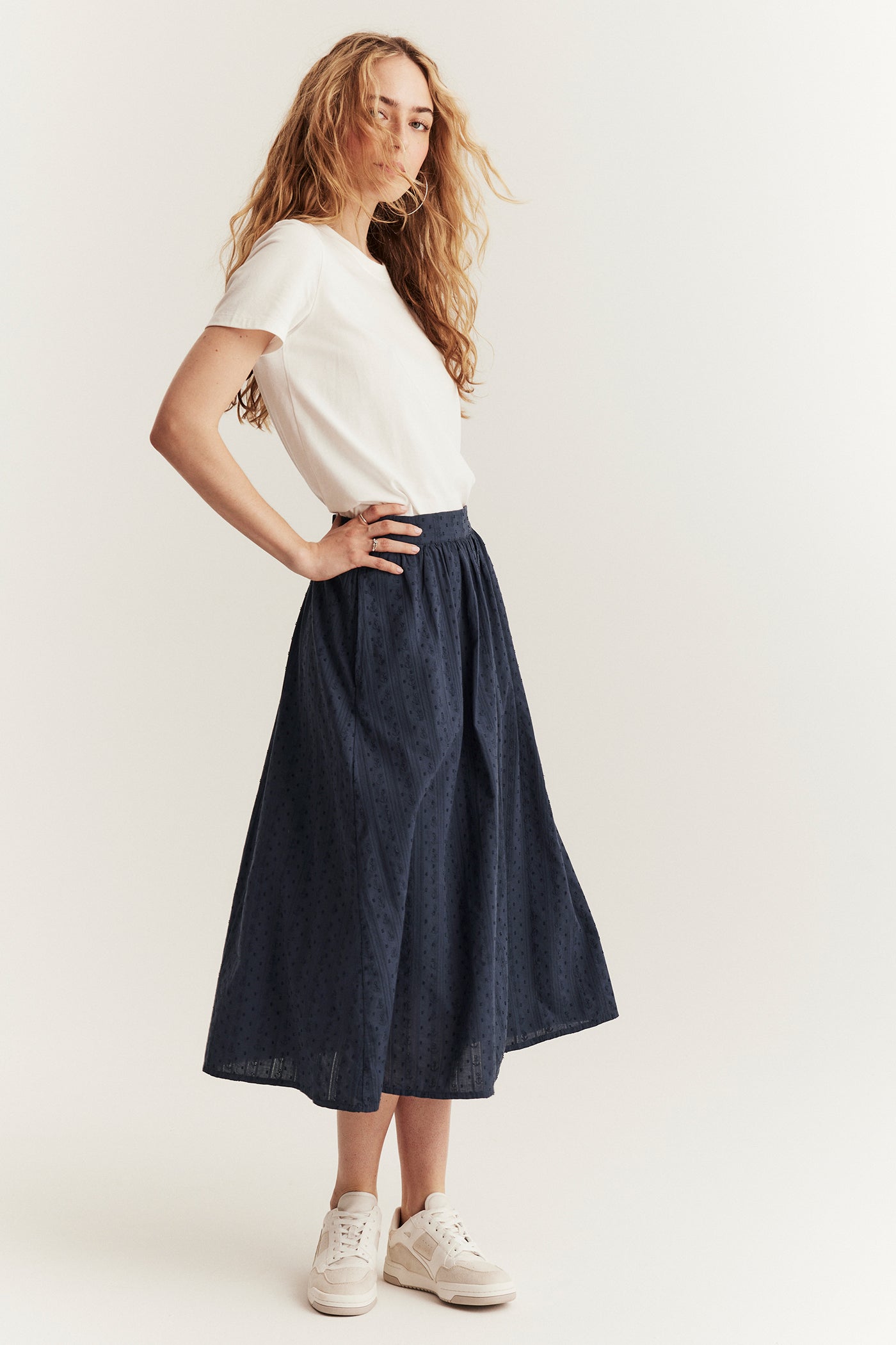 Women's blue woven skirt