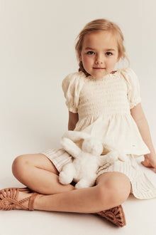 Kids white short-sleeve woven blouse